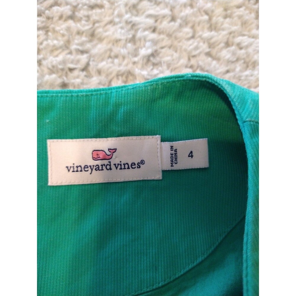Vineyard vines embroidered dress size 4 Beachy Summer Classic sleeveless green - Picture 11 of 12